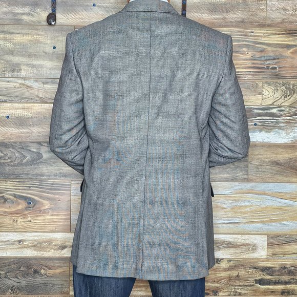 Jos. A. Bank Travelers Collection Tailored Fit Wool Gray Geometric Blazer 42L - Picture 6 of 9